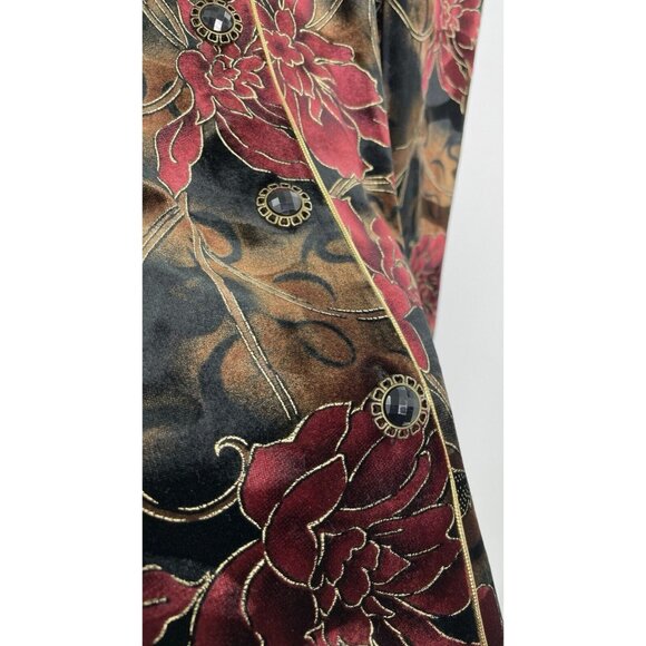 Vintage R&K Evenings Etched Floral Velvet Button-Down Blazer Size 12 Event - Picture 7 of 12